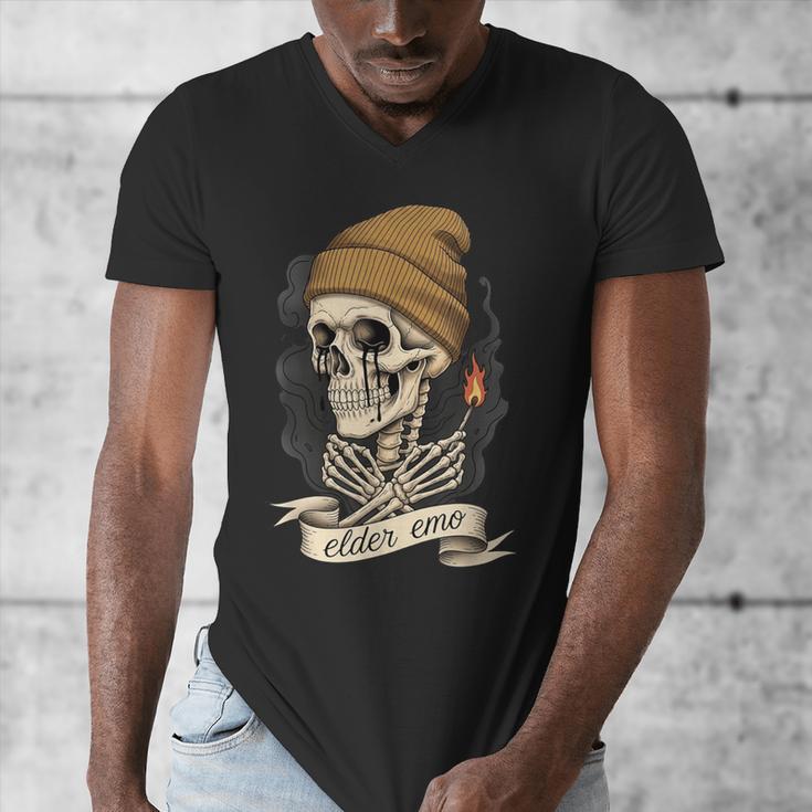 Elder Emo Skeleton Beanie Nostalgia Scene Aesthetic Men's V-Neck T-Shirt
