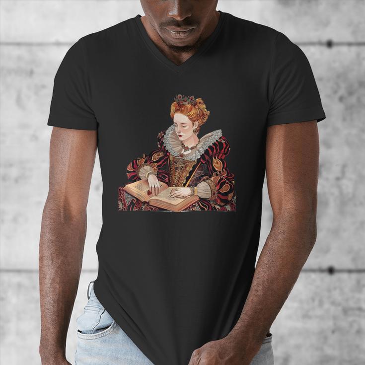 Elizabeth I Reading A Book Men's V-Neck T-Shirt