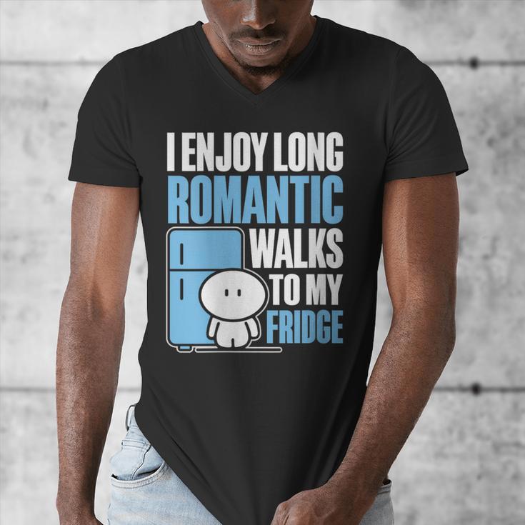 I Enjoy Long Romantic Walks To My Fridge Introvert Men's V-Neck T-Shirt I Enjoy Long Romantic Walks To My Fridge Introvert Men's V-Neck T-Shirt