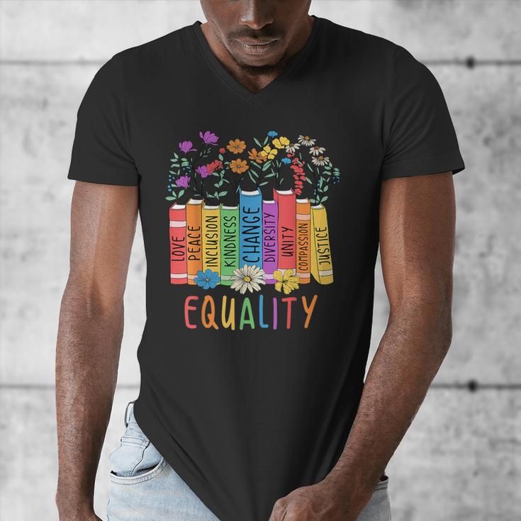 Equality Book LGBTQ Wildflowers Equal Rights Gay Kindness Men's V-Neck T-Shirt
