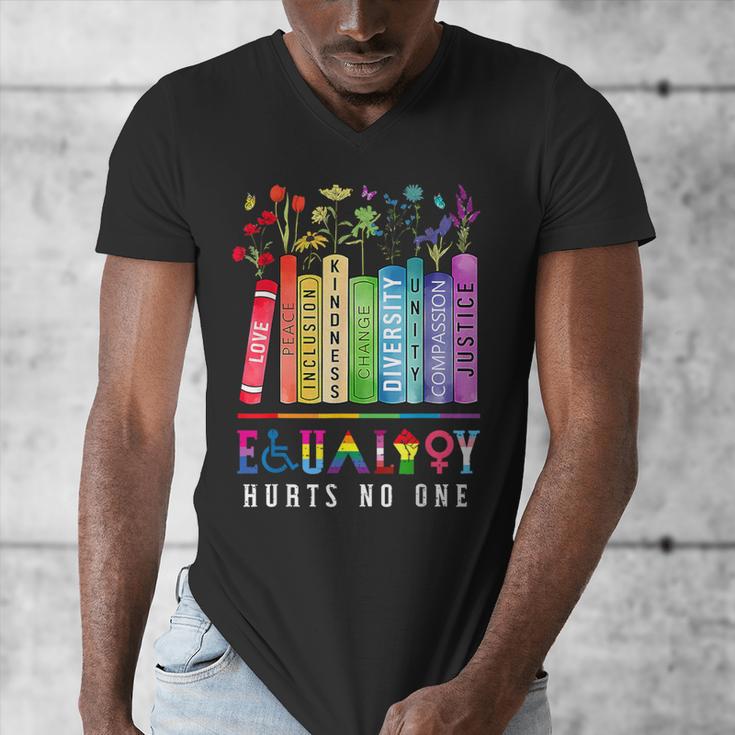 Equality Hurts No One Floral Books LGBTQ Pride Human Rights Men's V-Neck T-Shirt Equality Hurts No One Floral Books LGBTQ Pride Human Rights Men's V-Neck T-Shirt