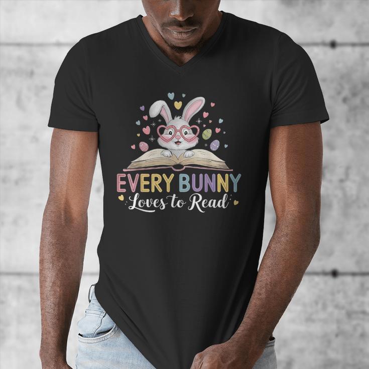 Every Bunny Loves To Read Book Lover Bookworm Rabbit Easter Men's V-Neck T-Shirt