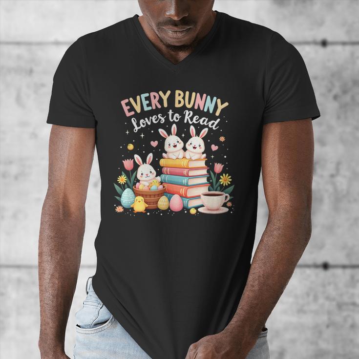Every Bunny Loves To Read Book Lover Easter Day Apparel Men's V-Neck T-Shirt