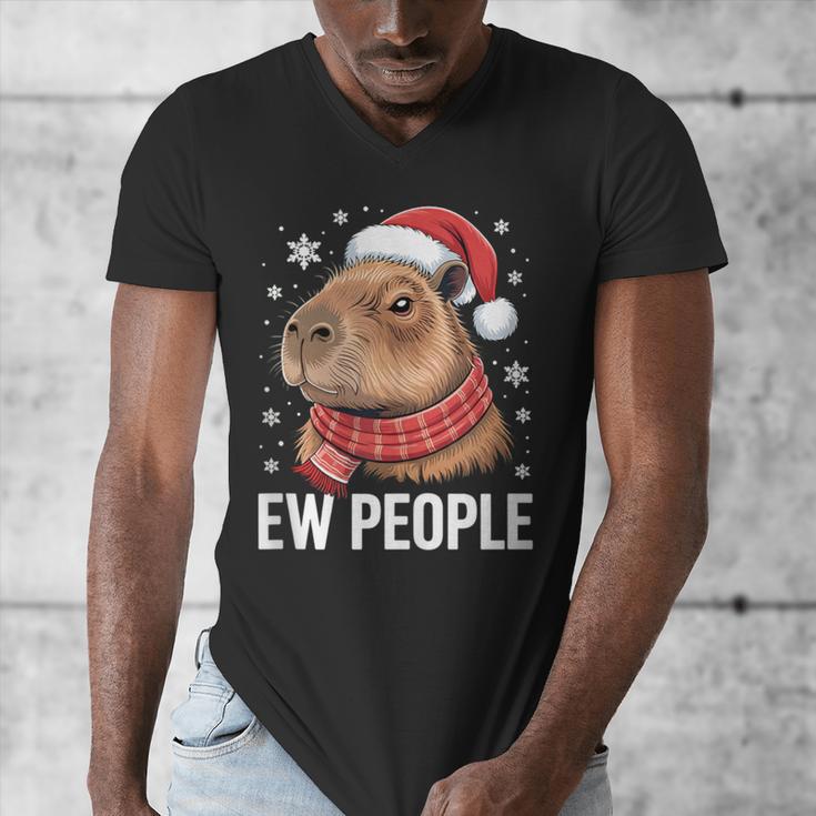 Ew People Capybara Christmas Introvert Holiday Humor Men's V-Neck T-Shirt