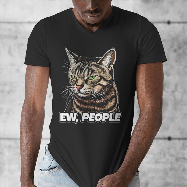 Ew People Cat Tabby Cat Antisocial Grumpy Introvert Men's V-Neck T-Shirt
