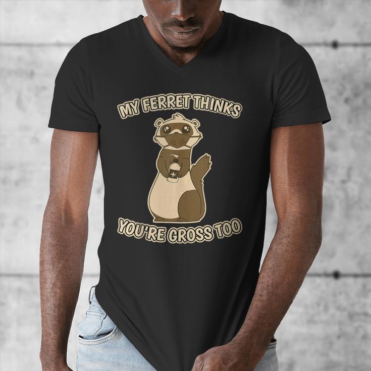 Ew People Ferret Saying Mask Introvert Ferrets Men's V-Neck T-Shirt