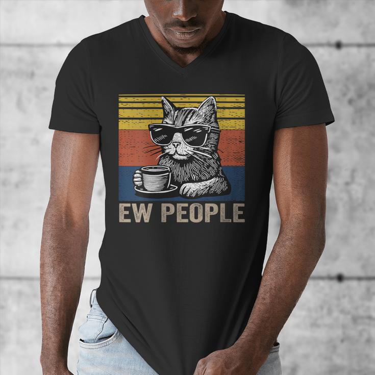 Ew People Introvert Cat Lover Crazy Vintage Cat Lady Men's V-Neck T-Shirt