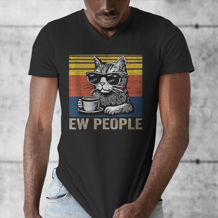 Ew People Introvert Cat Lover Crazy Vintage Cat Lady Men's V-Neck T-Shirt