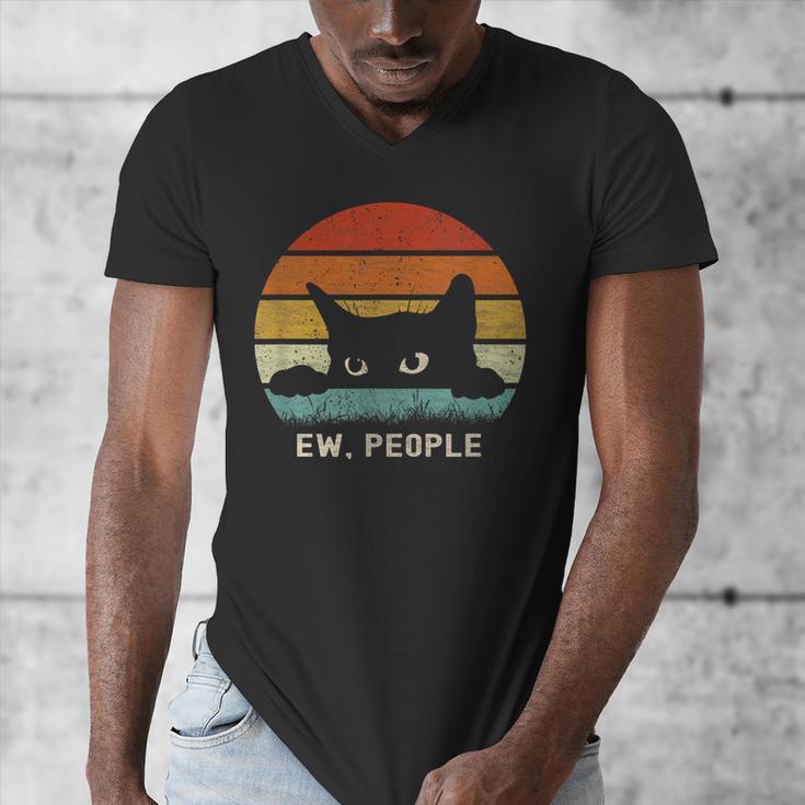 Ew People Retro Cat Cat Lover Introvert Men's V-Neck T-Shirt