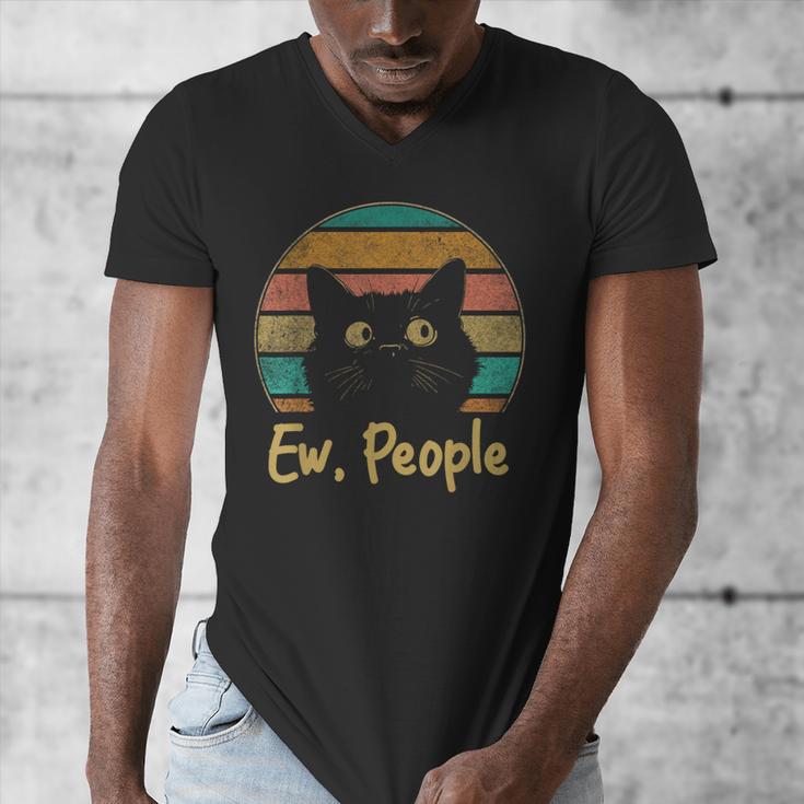 Ew People Retro Cat Lover Social Introvert Men's V-Neck T-Shirt Ew People Retro Cat Lover Social Introvert Men's V-Neck T-Shirt