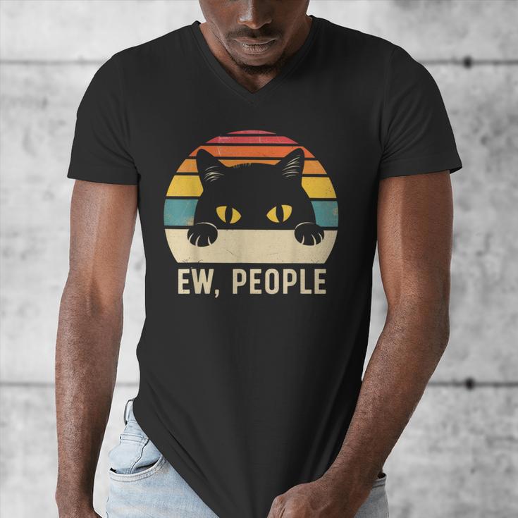 Ew People Retro Cat Vintage Anti-Social Introvert Men's V-Neck T-Shirt