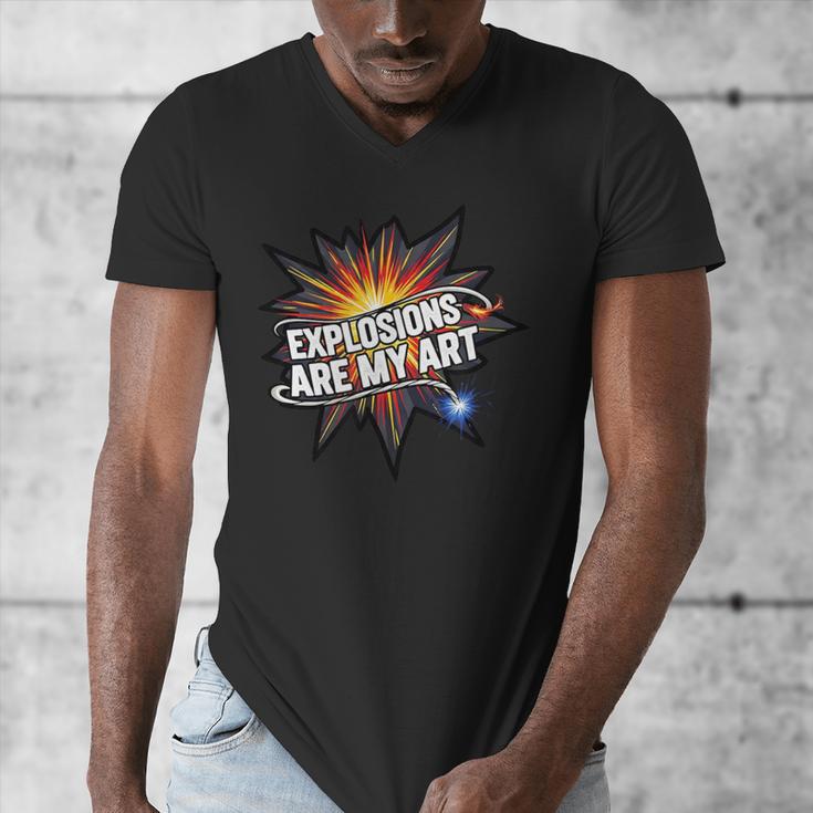 Explosions Are My Art Comic Book Boom Men's V-Neck T-Shirt Explosions Are My Art Comic Book Boom Men's V-Neck T-Shirt
