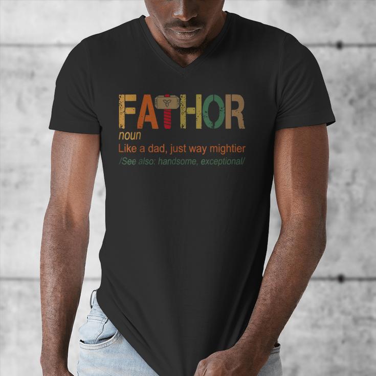 FA-Thor Like Dad Just Way Mightier Hero Fathers Day Small Men's V-Neck T-Shirt