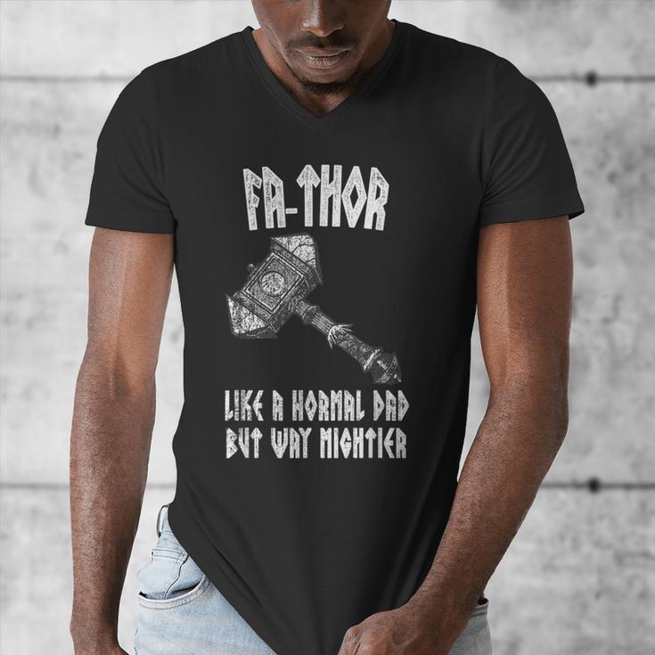 FA-Thor Like Dad Way Mightier Viking Father's Day Fathor Men's V-Neck T-Shirt