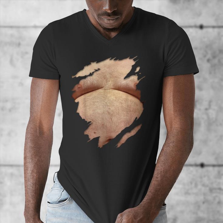 Fat Hairy Guy Big Stomach & Man Boobs Fat Dad BOD Men's V-Neck T-Shirt