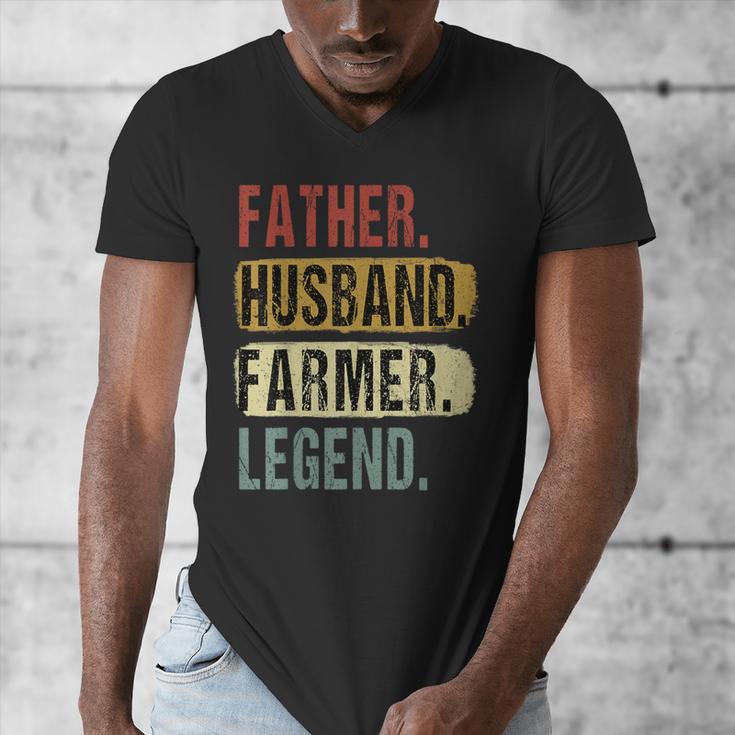 Father Husband Farmer Legend Vintage Dad Father's Day Men's V-Neck T-Shirt