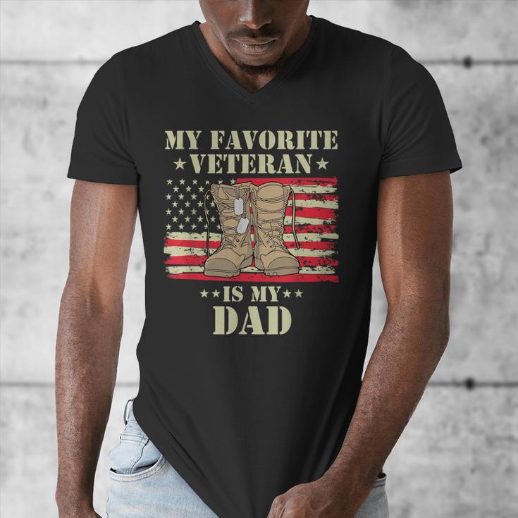 Father Veterans Day My Favorite Veteran Is My Dad Proud Kids Men's V-Neck T-Shirt