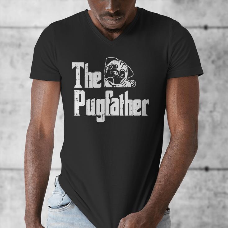 Fathers Day The Pug Father Pug Daddy Papa Fur Dad Dog Owner Men's V-Neck T-Shirt