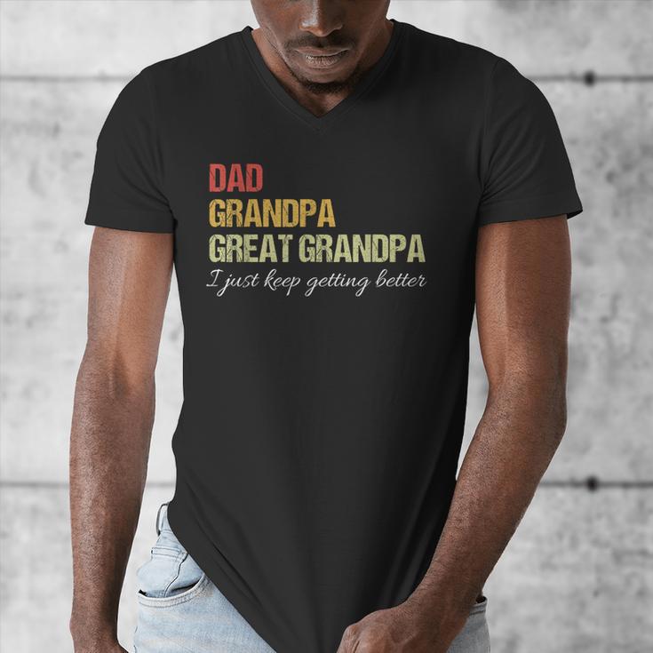 Fathers Day From Wife Son Kids Dad Grandpa Great Grandpa Men's V-Neck T-Shirt
