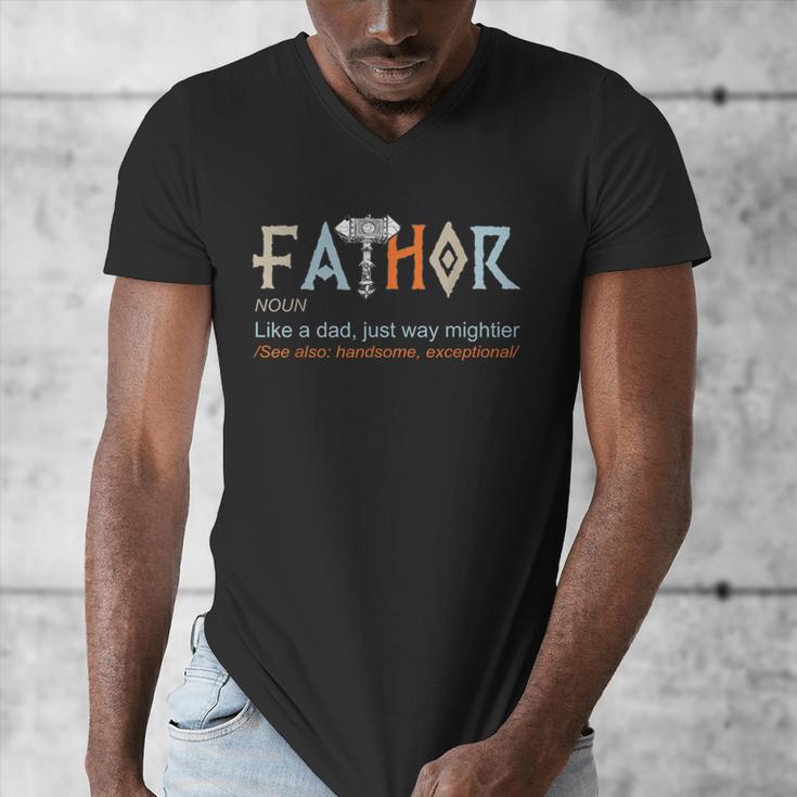 Fathor Like a Dad Just Way Mightier Father's Day Viking Men's V-Neck T-Shirt