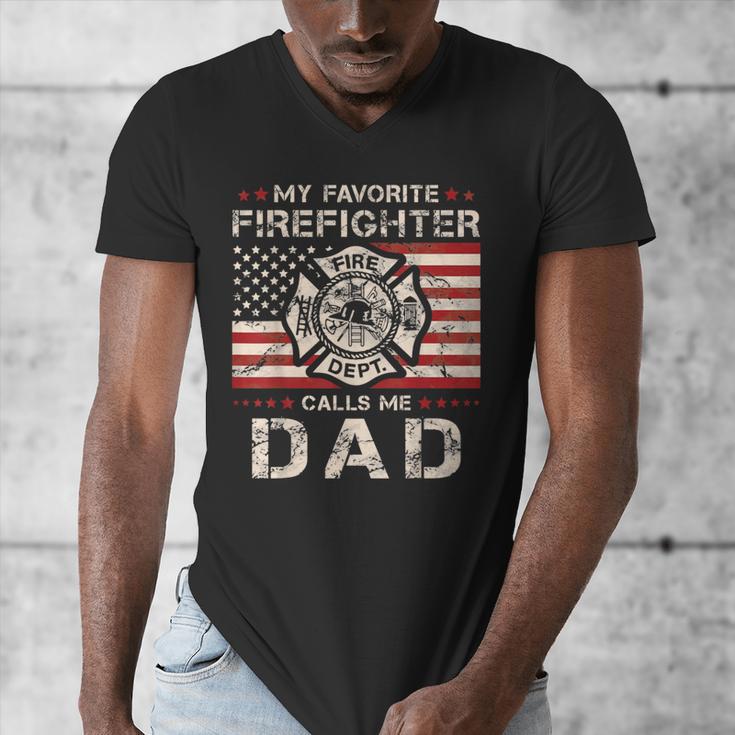 My Favorite Firefighter Calls Me Dad Fireman Father Saying Men's V-Neck T-Shirt