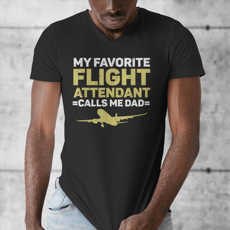 My Favorite Flight Attendant Calls Me Dad Flight Attendant Men's V-Neck T-Shirt