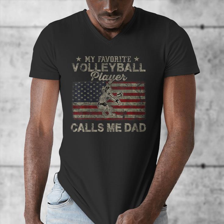 My Favorite Volleyball Player Calls Me Dad USA Flag Men's V-Neck T-Shirt My Favorite Volleyball Player Calls Me Dad USA Flag Men's V-Neck T-Shirt