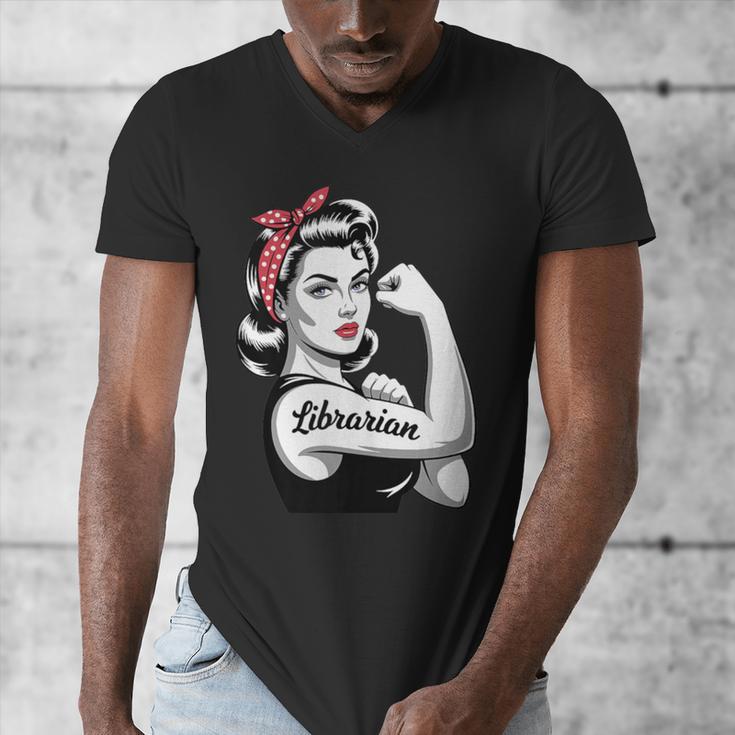 Female Librarian Rosie Riveter Book Guardian Woman Men's V-Neck T-Shirt