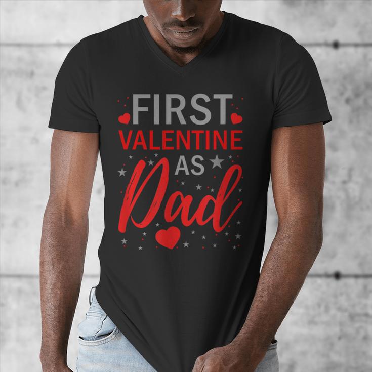 My First Valentine As Dad 2025 For a Proud New Father Men's V-Neck T-Shirt