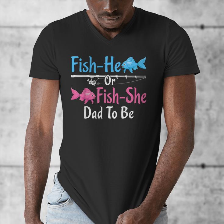 Fish-He Or Fish-She Dad To Be Gender Reveal Baby Shower Men's V-Neck T-Shirt