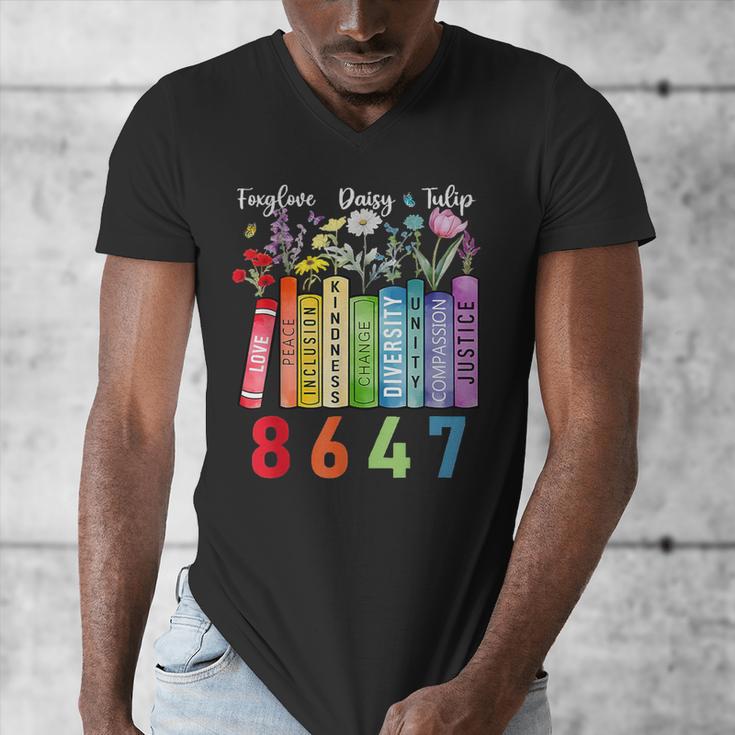 Floral Foxglove Daisy Tulip 8647 Books Lover Blooming Flower Men's V-Neck T-Shirt Floral Foxglove Daisy Tulip 8647 Books Lover Blooming Flower Men's V-Neck T-Shirt