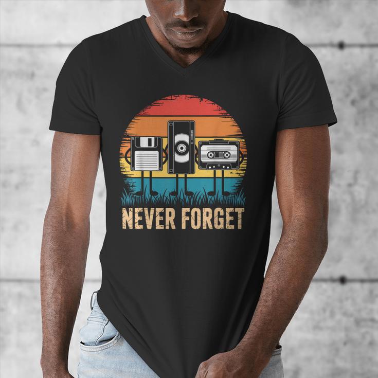 Never Forget Retro 80s 90s Floppy VHS Cassette Nostalgia Men's V-Neck T-Shirt