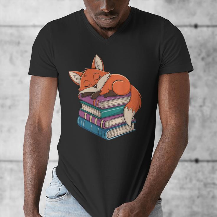 Fox Reading Book Pajama Sleep Men's V-Neck T-Shirt