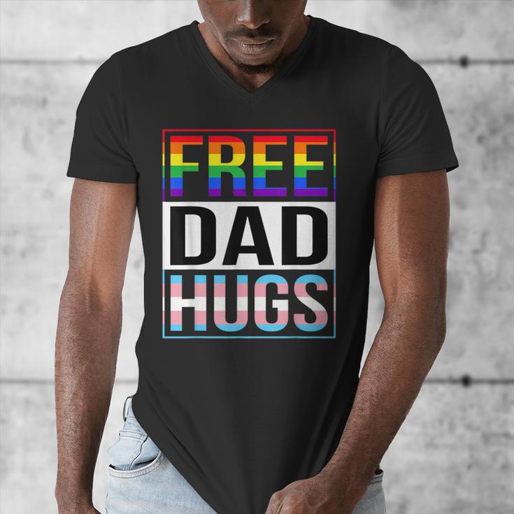 Free Dad Hugs LGBT Gay Pride Month Transgender Rainbow Flag Men's V-Neck T-Shirt