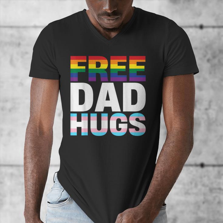 Free Dad Hugs Pride Flag Month LGBTQ Transgender Support Men's V-Neck T-Shirt