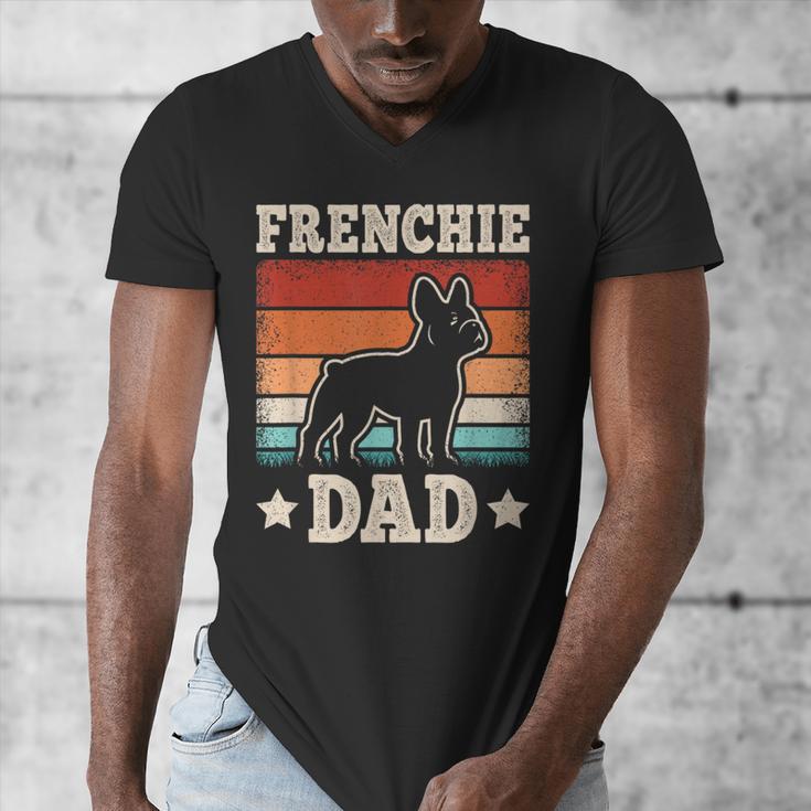 Frenchie Dad Retro French Bulldog Lover Daddy Men Men's V-Neck T-Shirt Frenchie Dad Retro French Bulldog Lover Daddy Men Men's V-Neck T-Shirt