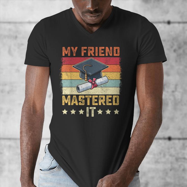 My Friend Mastered It Master's Degree Graduation Vintage Men's V-Neck T-Shirt