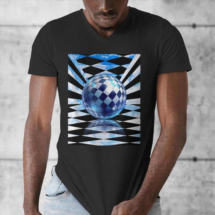 Frutiger Aero Aesthetic Tech Checkered Room Orb Sky Men's V-Neck T-Shirt Frutiger Aero Aesthetic Tech Checkered Room Orb Sky Men's V-Neck T-Shirt