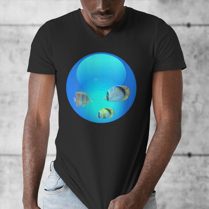 Frutiger Aero Aesthetic Tech Orb Fishes Men's V-Neck T-Shirt