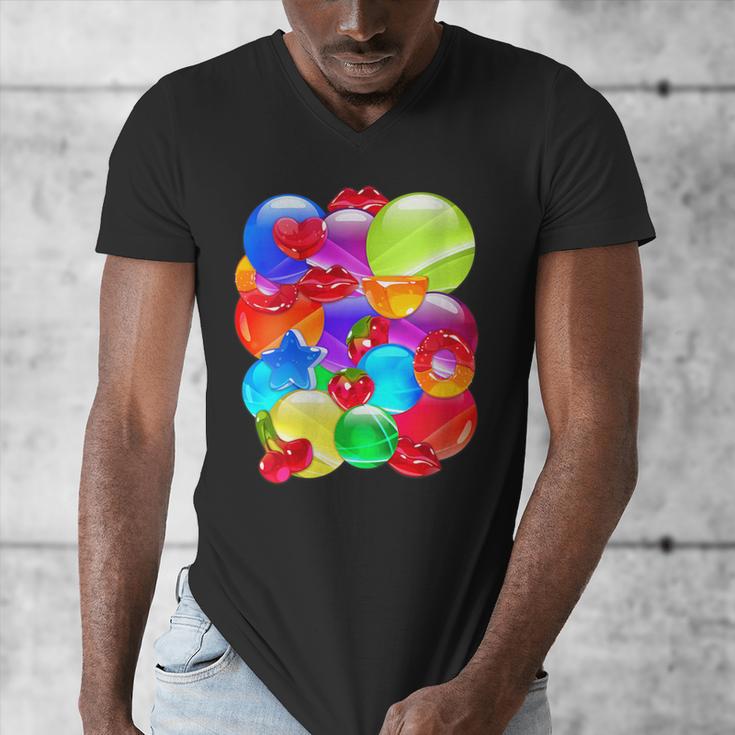 Frutiger Aero Aesthetic Tech Orb Pattern Heart Cherry Lips Men's V-Neck T-Shirt Frutiger Aero Aesthetic Tech Orb Pattern Heart Cherry Lips Men's V-Neck T-Shirt