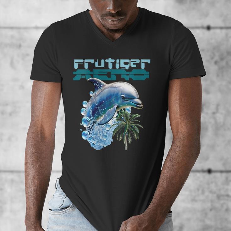 Frutiger Aero Splashy Dolphin Y2k Aesthetic Graphic Men's V-Neck T-Shirt Frutiger Aero Splashy Dolphin Y2k Aesthetic Graphic Men's V-Neck T-Shirt