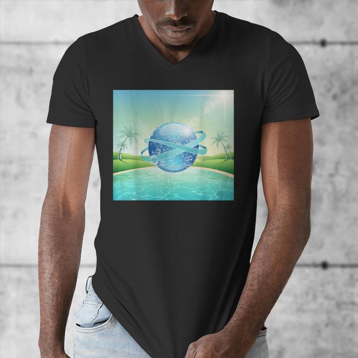Frutiger Aero Y2k Aesthetic Palm Trees Cyber Beach World Men's V-Neck T-Shirt