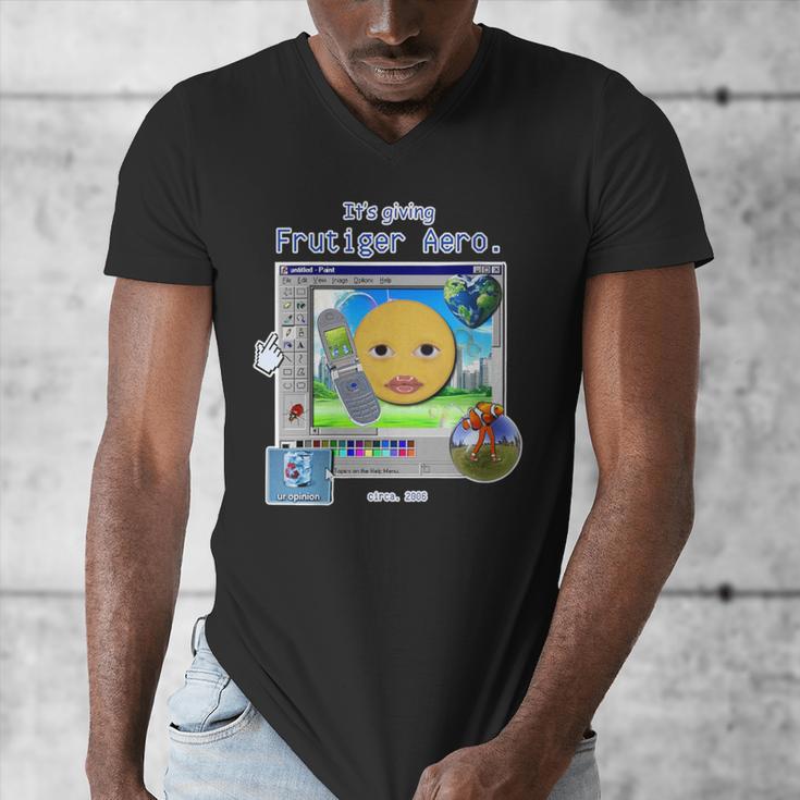 Frutiger Aero Y2K Meme Graphic 2000s Nostalgia Men's V-Neck T-Shirt Frutiger Aero Y2K Meme Graphic 2000s Nostalgia Men's V-Neck T-Shirt