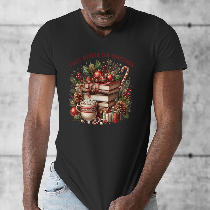 Fully Booked For Christmas Cozy Holiday Books Winter Reading Men's V-Neck T-Shirt