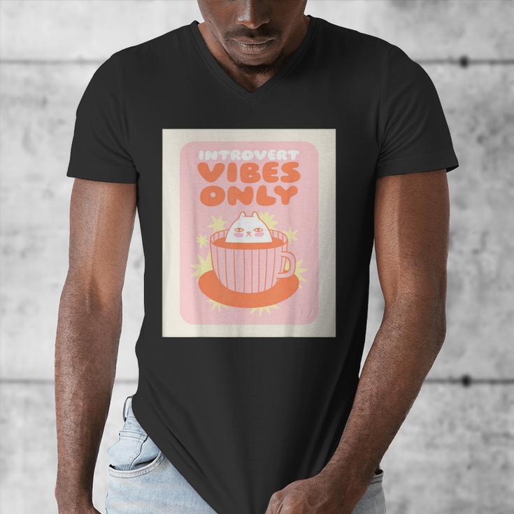 Fun Cool Cute Introvert Cat Character Quote Tea Cup For Men Women Men's V-Neck T-Shirt