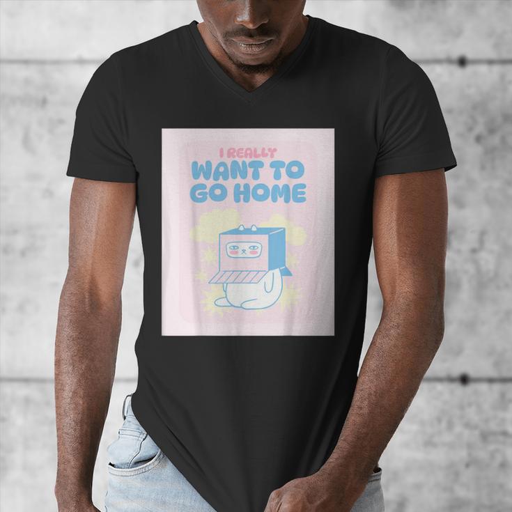 Fun Cute Introvert Cat Character Quote Men Women Men's V-Neck T-Shirt