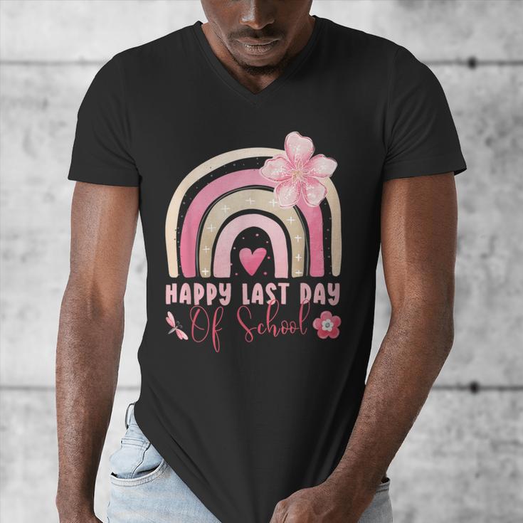 Fun Happy Last Day Of School Girl Student Graduation Rainbow Men's V-Neck T-Shirt