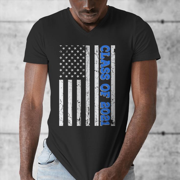 Funny Class Of 2021 American Flag Senior Graduation Men's V-Neck T-Shirt