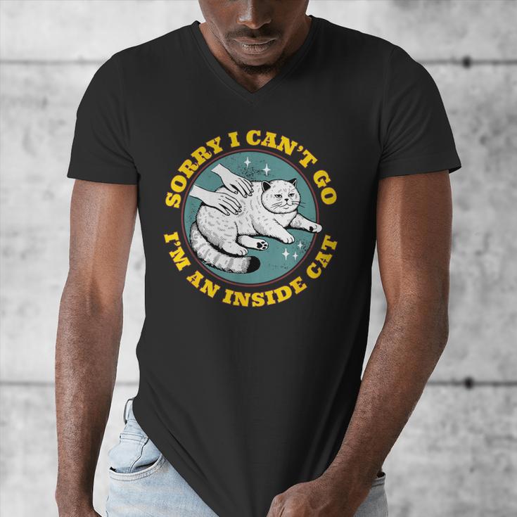 Funny Introvert Cat I Can't Go I'm An Inside Cat Homebody Men's V-Neck T-Shirt Funny Introvert Cat I Can't Go I'm An Inside Cat Homebody Men's V-Neck T-Shirt