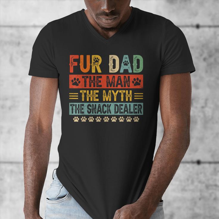 Fur Dad Man Myth Snack Dealer Paw Cat Dog Father's Day Men's V-Neck T-Shirt